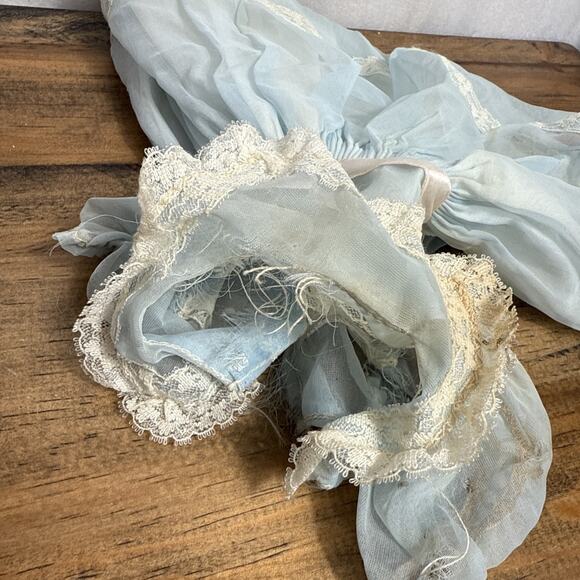 Vintage Shirley Temple Doll Dress Pastel Blue White Lace Circle Skirt Ideal Toy - Picture 7 of 10